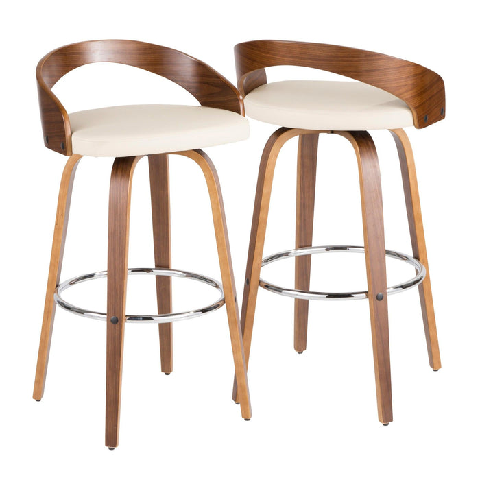 Grotto - Barstool (Set of 2) - Walnut And Cream Faux Leather