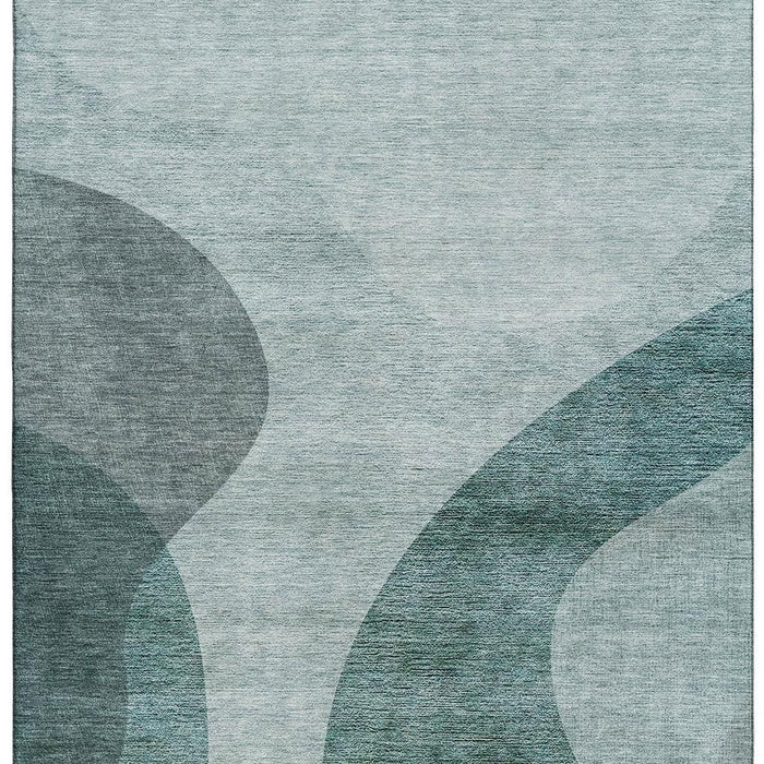 10' X 14' Geometric Washable Area Rug With UV Protection (654838) - Green / Gray