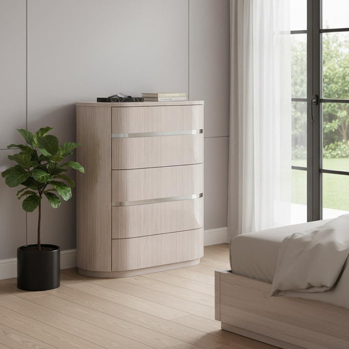 40" Wood Four Drawer Gentlemens Chest - Beige