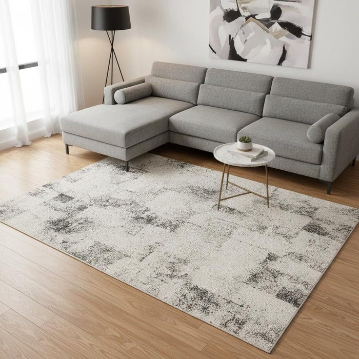 8' X 11' Abstract Area Rug (660028) - Cream / Black