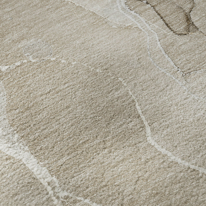 10' X 14' Abstract Washable Area Rug With UV Protection (646978) - Beige / Ivory