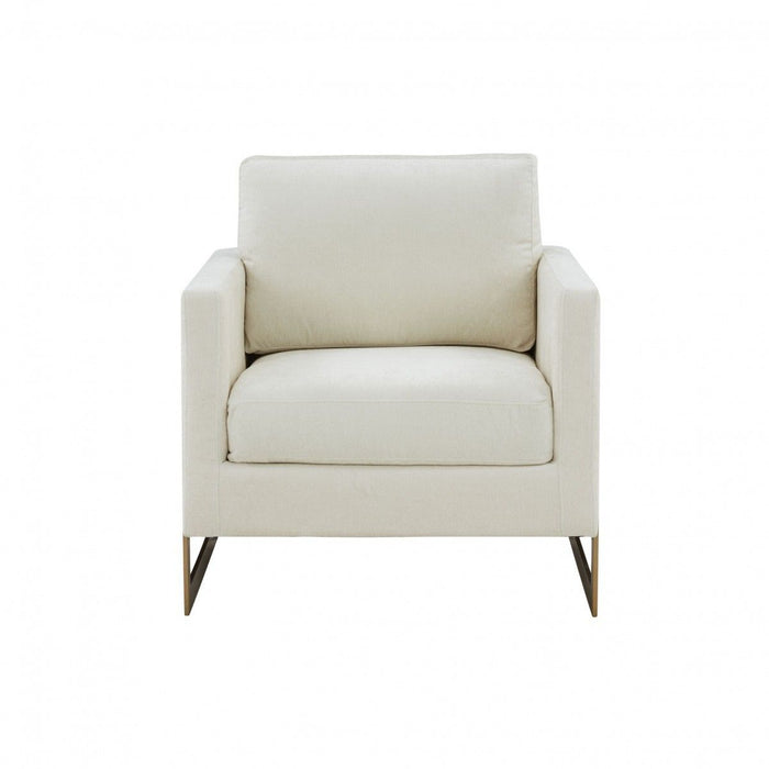 Upholstered Arm Chair - Cream And Gold