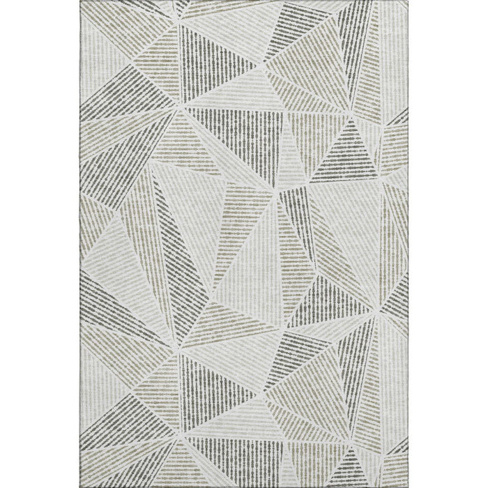 10' X 14' Geometric Washable Area Rug With UV Protection (651995) - Taupe / Silver