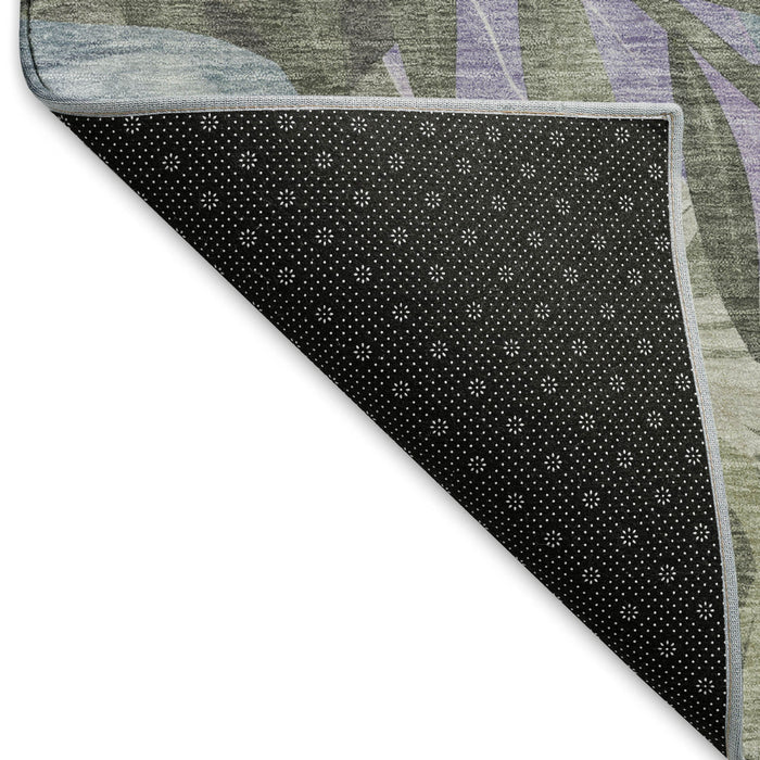 10' X 14' Floral Washable Area Rug With UV Protection (694056) - Taupe / Lavender / Olive Green