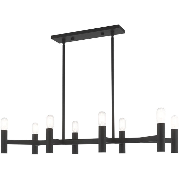 18" Eight Light Dimmable Chandelier With Shades - Black
