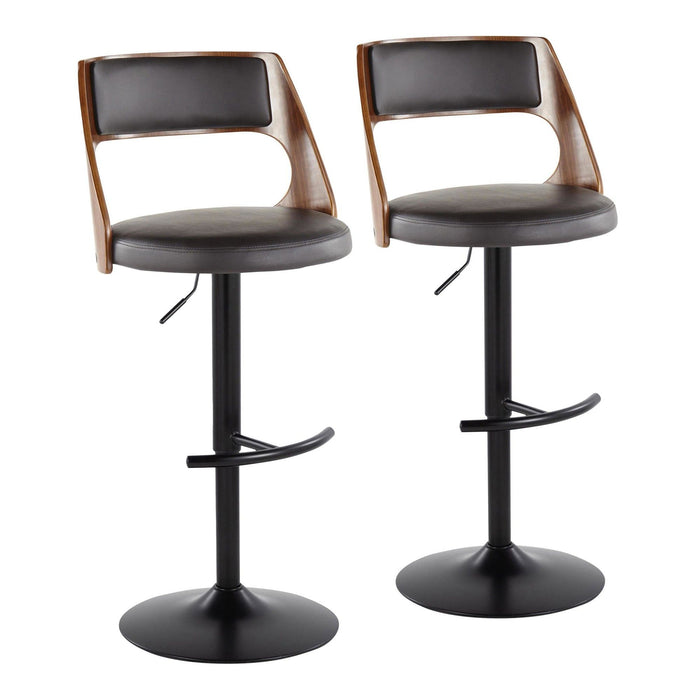 Cecina - Adjustable Barstool With Swivel And Rounded T Footrest (Set of 2) - Black Metal, Cherry Wood