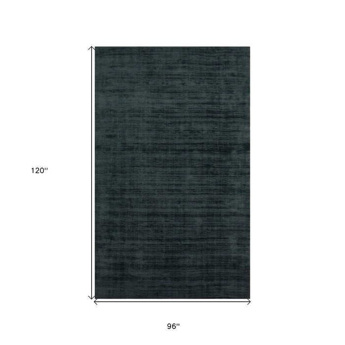 8' X 10' Abstract Hand Woven Area Rug - Charcoal And Black