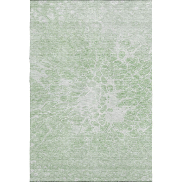 10' X 14' Abstract Washable Area Rug With UV Protection (654602) - Mint Green / Ivory