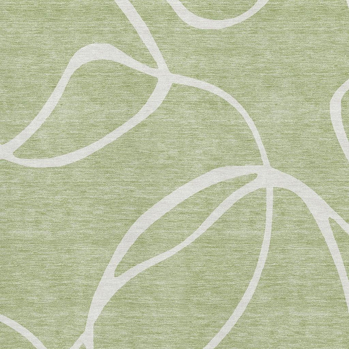 10' X 14' Abstract Washable Area Rug With UV Protection (678616) - Artichoke Green / Ivory