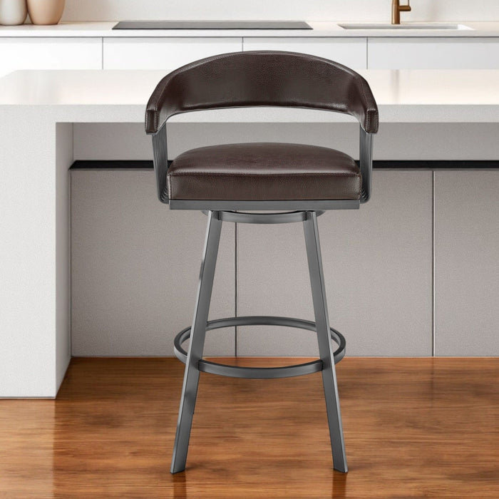 Swivel Low Back Counter Height Bar Chair - Chocolate And Gray