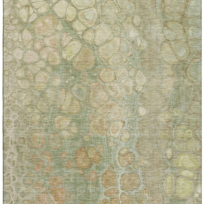 10' X 14' Abstract Washable Area Rug With UV Protection (708826) - Artichoke Green / Gray / Beige