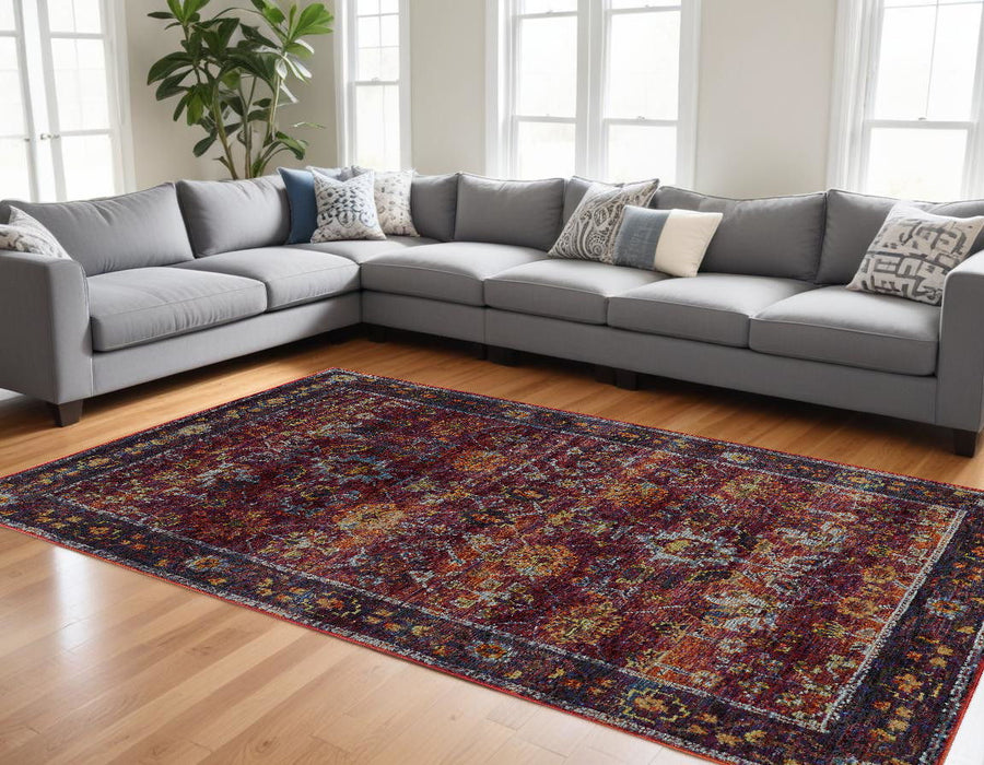 9' x 12' Oriental Power Loom Area Rug - Red Purple