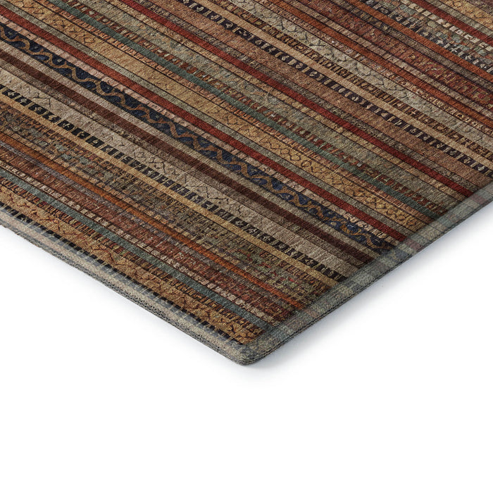 10' X 14' Striped Washable Area Rug With UV Protection (696224) - Rust / Taupe / Gray