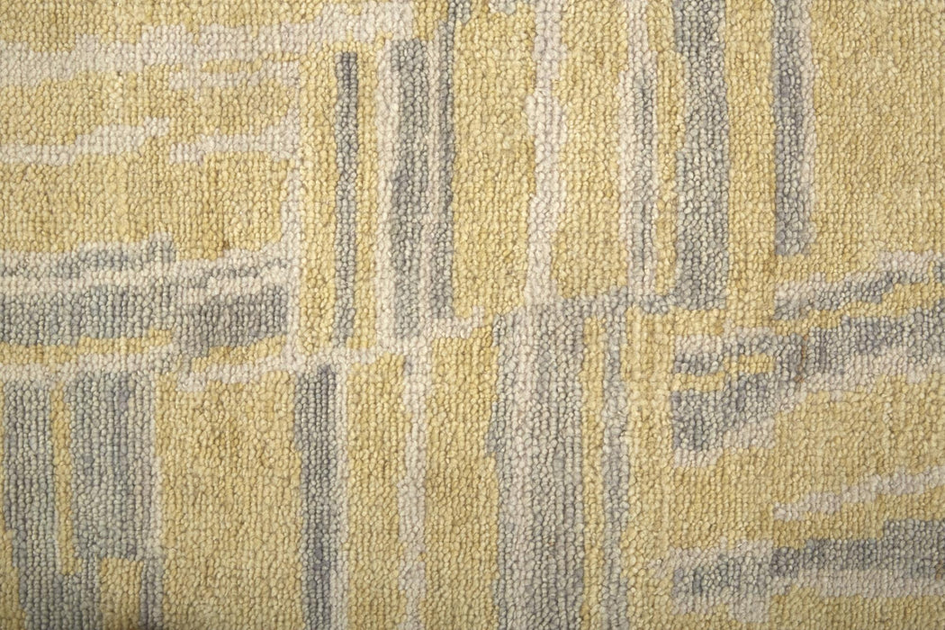 9' X 12' Wool Abstract Hand Knotted Area Rug (744373) - Gold / Gray