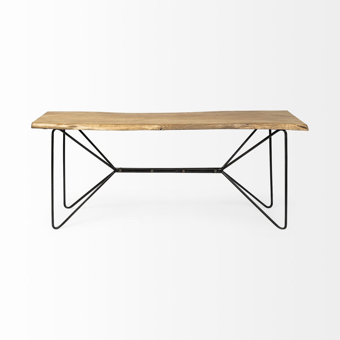 Solid Wood Abstract Console Table - Brown And Black