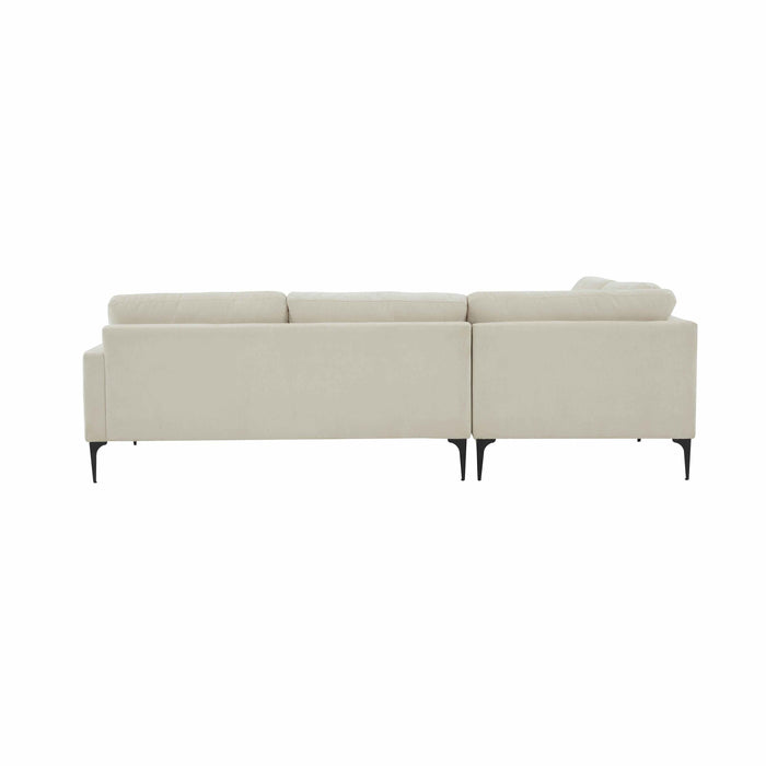 Serena - Velvet Large Chaise Sectional With Black Legs