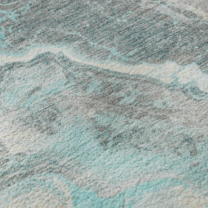 10' X 14' Abstract Washable Area Rug With UV Protection (697872) - Teal / Gray / Silver