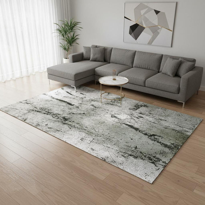 9' X 13' Abstract Washable Area Rug With UV Protection (609946) - Green / White