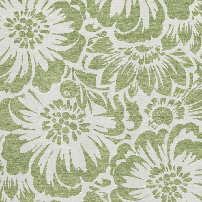 3' X 5' Floral Washable Area Rug With UV Protection (648611) - Fern Green / Ivory