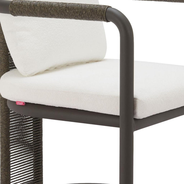 Slipcovered Upholstery Aluminum Dining Arm Chairs (Set of 2) - Ivory / Black