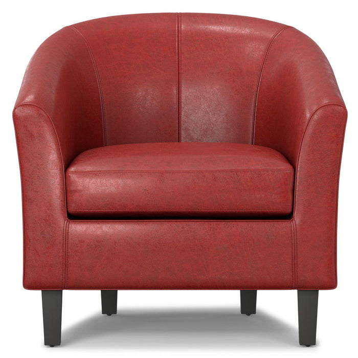 Leather Arm Chair - Red / Dark Brown