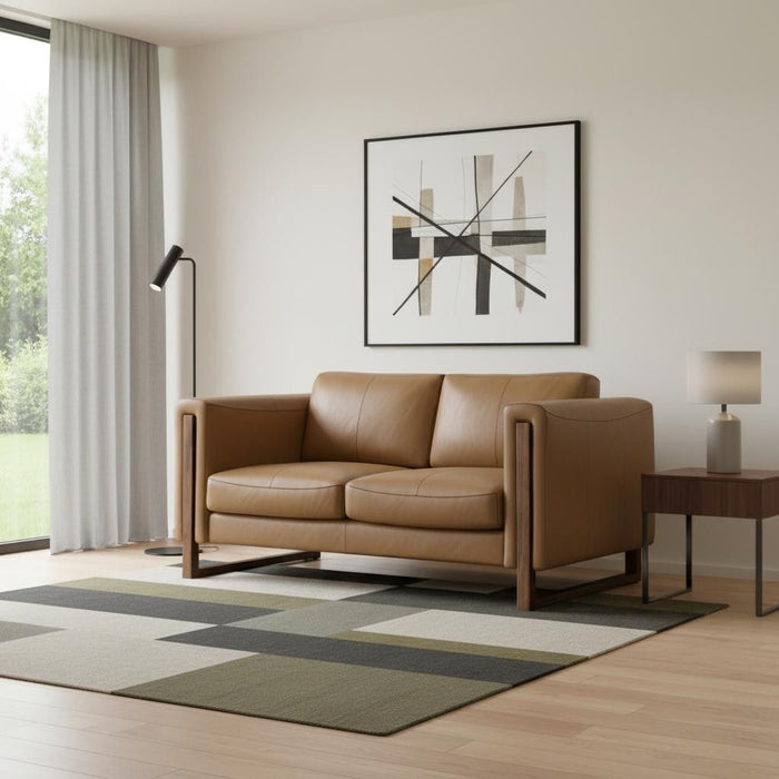 62" Leather Sofa - Brown