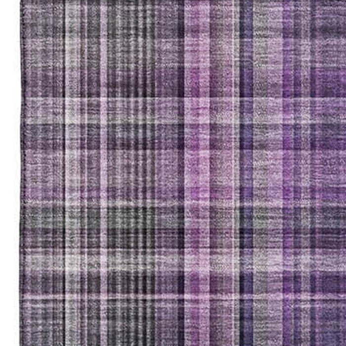 8' X 10' Plaid Washable Area Rug With UV Protection (648290) - Purple / Gray