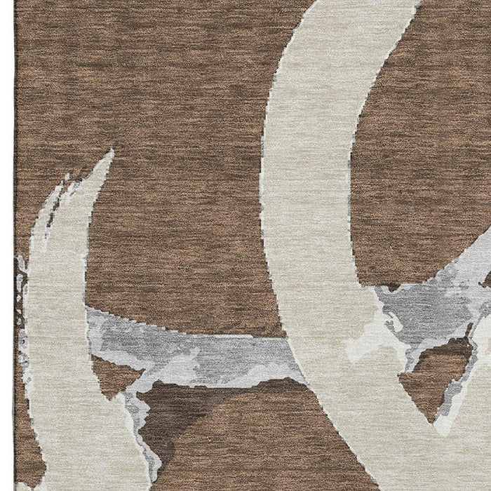 10' X 14' Abstract Washable Area Rug With UV Protection (680241) - Brown / Beige / Gray