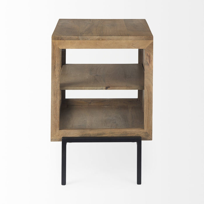 Solid Wood Square End Table - Light Brown