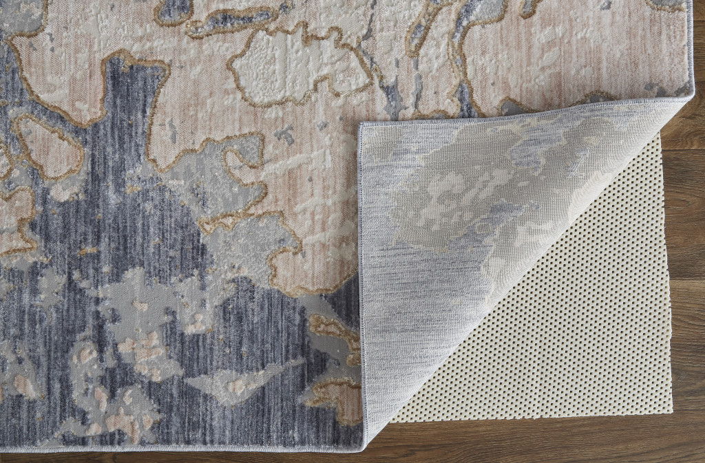 8' x 10' Abstract Power Loom Distressed Area Rug - Tan And Blue