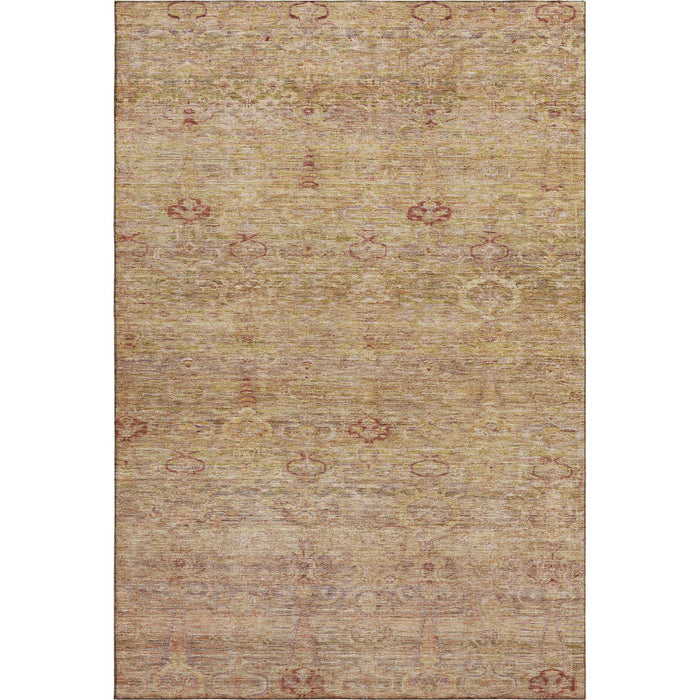 10' X 14' Abstract Washable Area Rug With UV Protection (717506) - Coral / Taupe