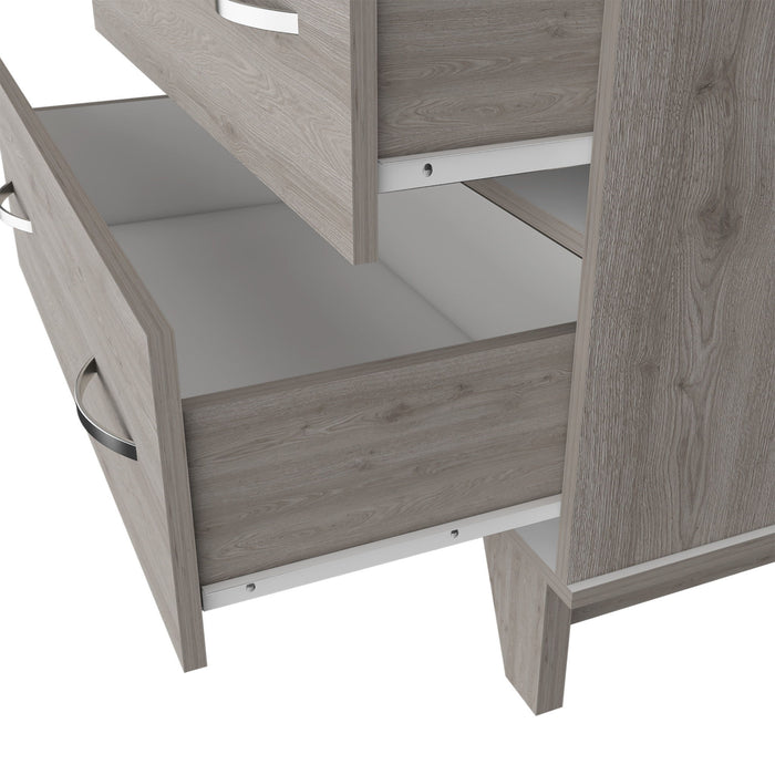 Two Drawer Dresser With Open Shelving - Light Gray