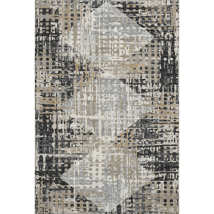 10' X 14' Geometric Washable Area Rug With UV Protection (718376) - Black / Gray