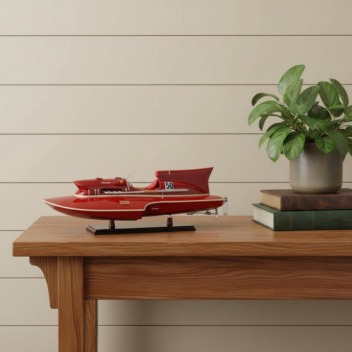 Hand Painted Model Boat (624224) - Red
