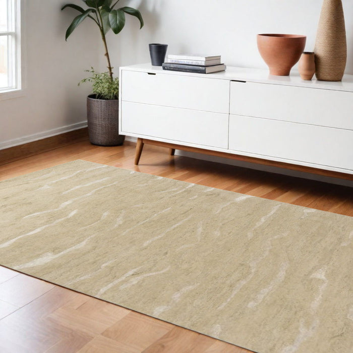 8' x 10' Wool Abstract Hand Tufted Area Rug - Tan And Ivory