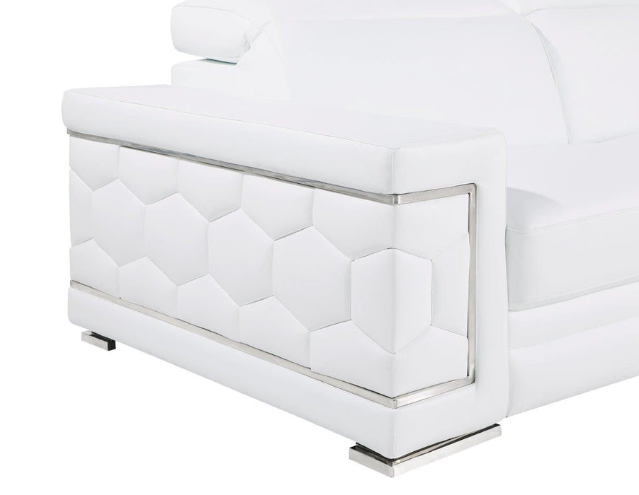 Genuine Leather Lounge Chair - White And Silver