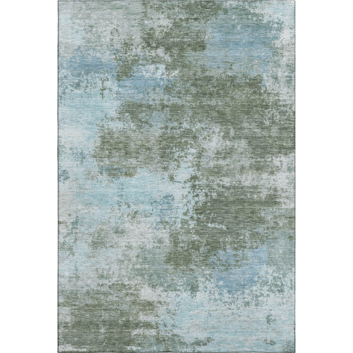 10' X 14' Abstract Washable Area Rug With UV Protection (716905) - Sage / Sky Blue