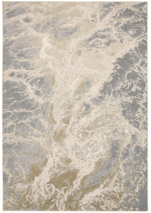 9' x 12' Abstract Area Rug - Ivory Silver And Gold