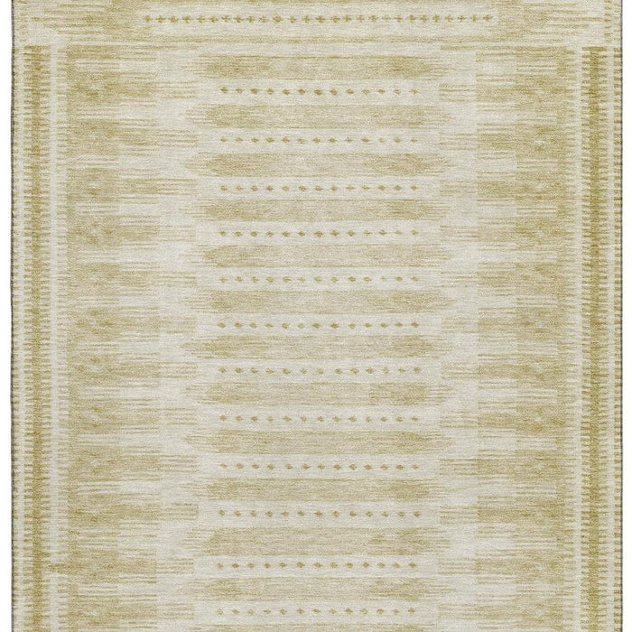 10' X 14' Geometric Washable Area Rug With UV Protection (708019) - Gold / Beige