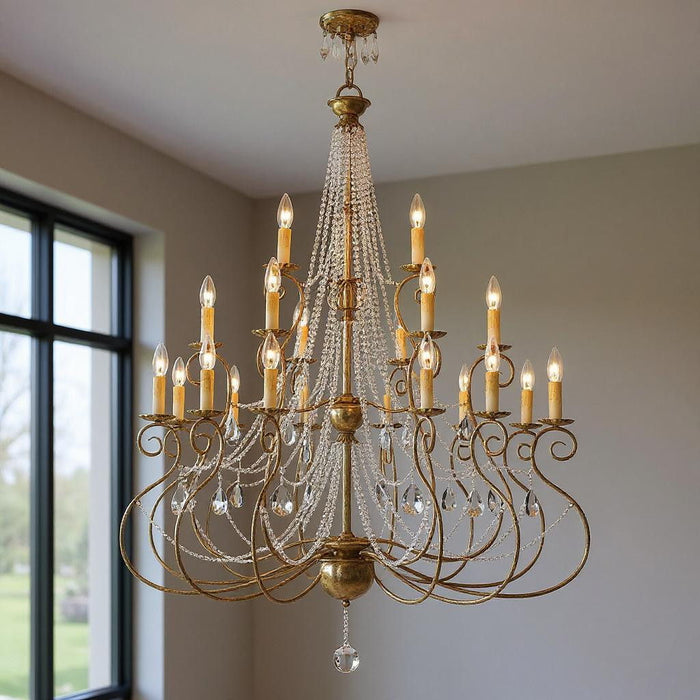 54" Multi Light Dimmable Chandelier With Shades - Bronze