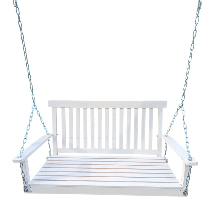 Giga outdoor patio swing with armrests, suitable for garden, yard, backyard, or sunroom, featuring comfortable seating and sturdy frame.