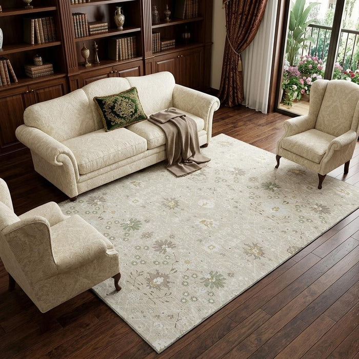 10' X 14' Oriental Washable Area Rug With UV Protection (679180) - Beige / Ivory / Taupe