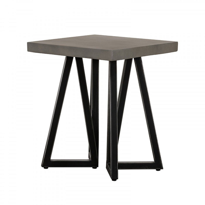 Metal Geo Industrial Square End Table - Gray Concrete And Black