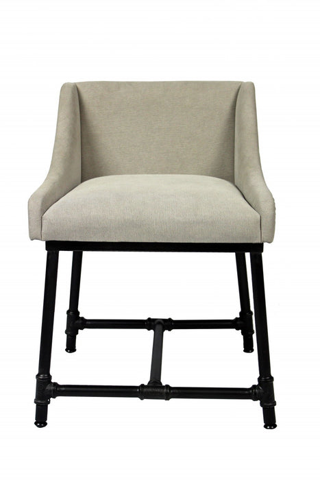 Upholstered Linen Dining Arm Chair - Light Gray