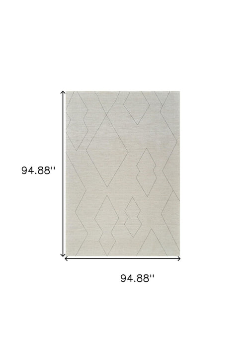 7.9' x 7.9' Abstract Distressed Area Rug - Cream
