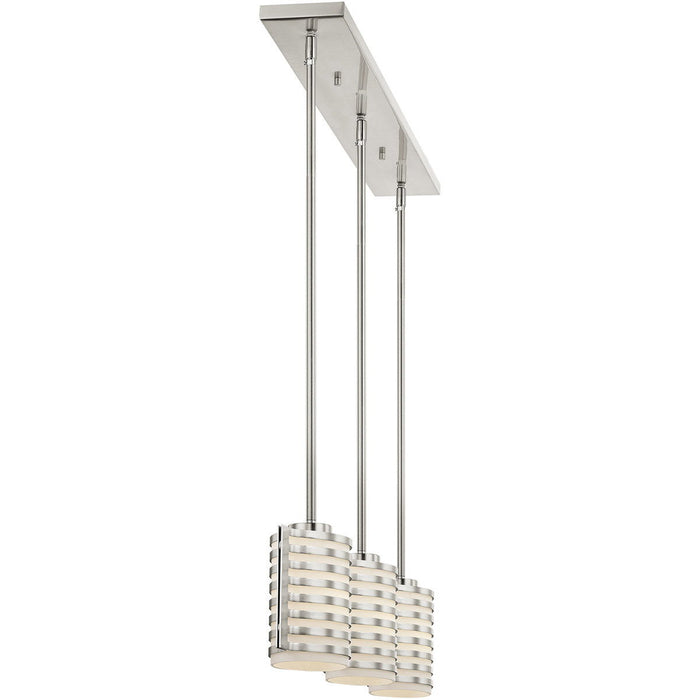 9" Three Light Dimmable Chandelier With Shades - Nickel