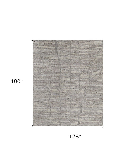 12' x 15' Abstract Hand Woven Worn Faded Area Rug - Taupe And Gray