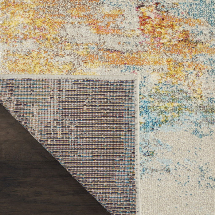 7.8' x 10.5' Abstract Power Loom Area Rug - Blue And Gray