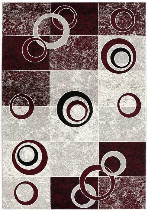 8' x 10' Abstract Dhurrie Area Rug - Red
