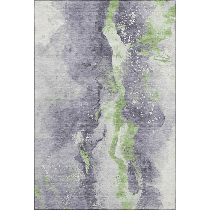 10' X 14' Abstract Washable Area Rug With UV Protection (697950) - Lavender / Green / Ivory
